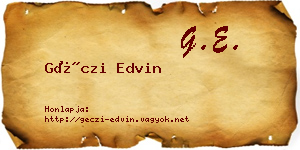 Géczi Edvin névjegykártya